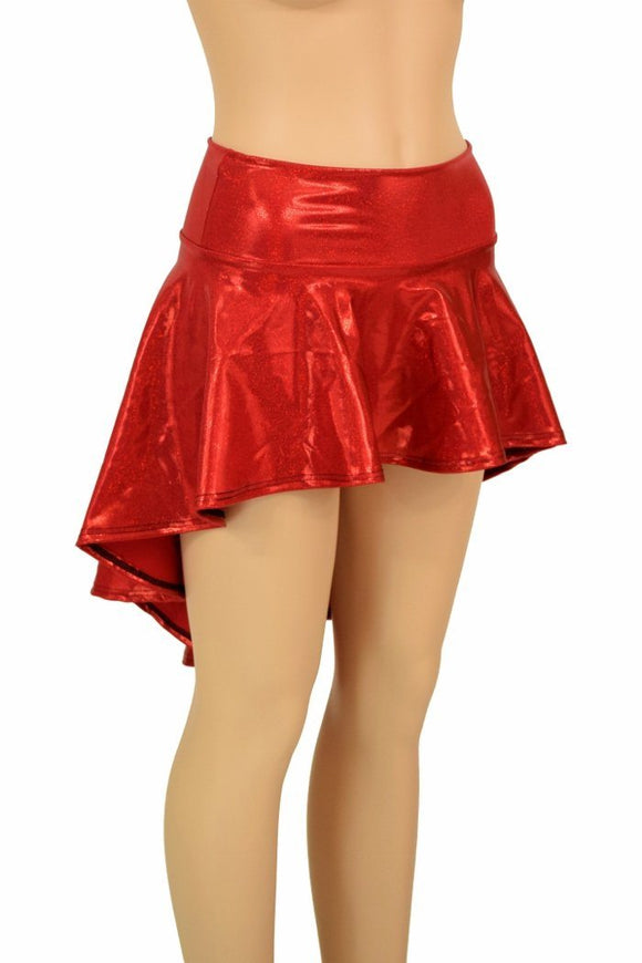 Red Sparkly Jewel Hi Lo Rave Skirt - Coquetry Clothing