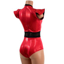 Red Sparkly Jewel Keyhole & Mesh Romper - Coquetry Clothing