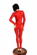 Red Sparkly Jewel Long Sleeve Catsuit - Coquetry Clothing