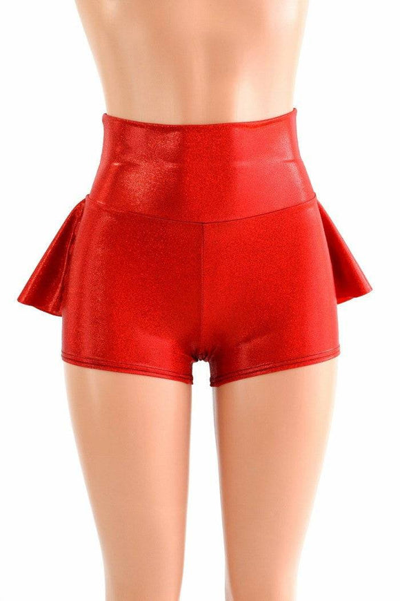 Red Sparkly Jewel Ruffle Rump Shorts - Coquetry Clothing