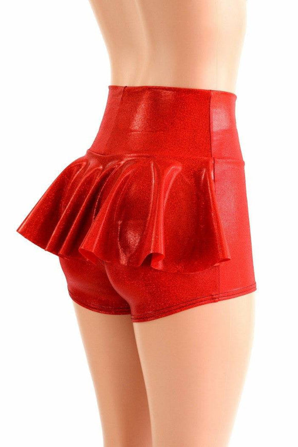 Red Sparkly Jewel Ruffle Rump Shorts - Coquetry Clothing