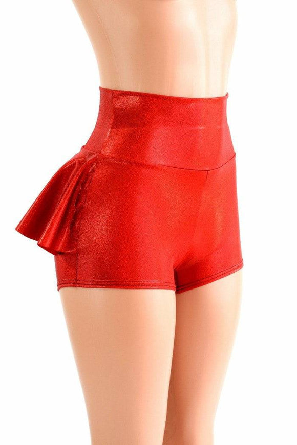 Red Sparkly Jewel Ruffle Rump Shorts - Coquetry Clothing