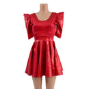 Red Sparkly Jewel Sharp Shoulder Skater Dress - Coquetry Clothing