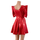 Red Sparkly Jewel Sharp Shoulder Skater Dress - Coquetry Clothing