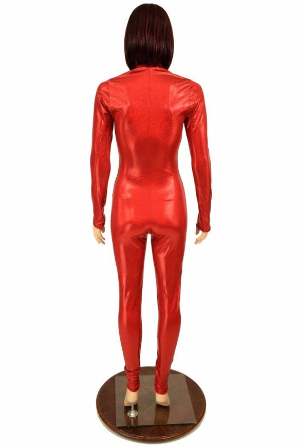 Red Sparkly Jewel "Stella" Catsuit - Coquetry Clothing