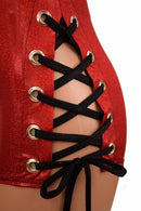 Red V Neck Lace Up Romper - Coquetry Clothing