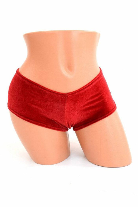 Red Velvet Cheeky Booty Shorts - Coquetry Clothing