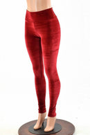 Red Velvet High Waist Leggings - Coquetry Clothing