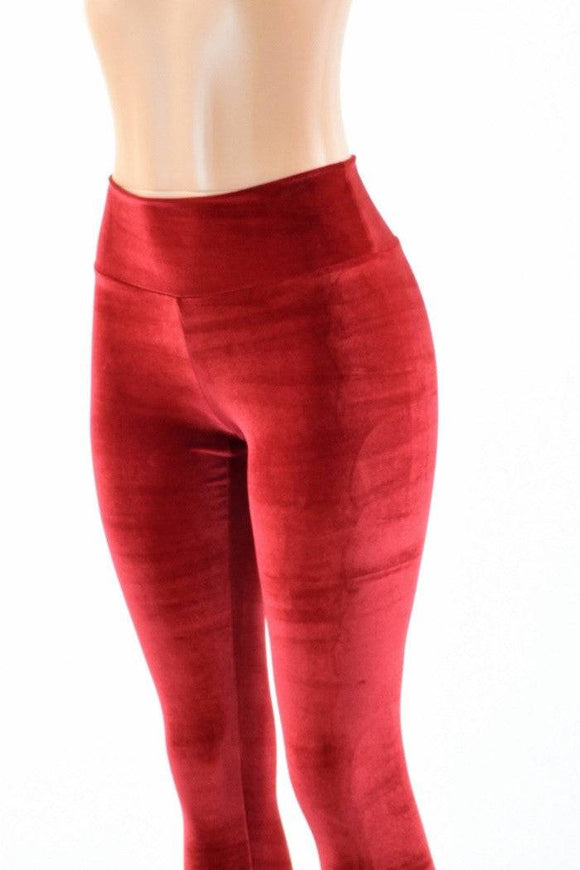 Red Velvet High Waist Leggings - Coquetry Clothing