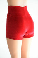 Red Velvet High Waist Shorts - Coquetry Clothing