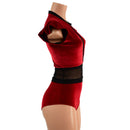 Red Velvet Keyhole & Mesh Romper - Coquetry Clothing