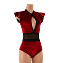 Red Velvet Keyhole & Mesh Romper - Coquetry Clothing