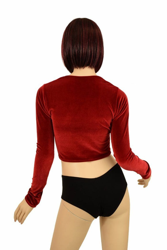Red Velvet Long Sleeve Crop - Coquetry Clothing