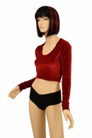 Red Velvet Long Sleeve Crop - Coquetry Clothing