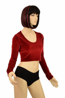 Red Velvet Long Sleeve Crop - Coquetry Clothing