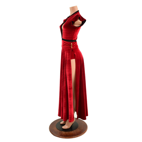 Red Velvet Romper & Break Away Skirt Set - Coquetry Clothing