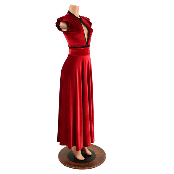Red Velvet Romper & Break Away Skirt Set - Coquetry Clothing