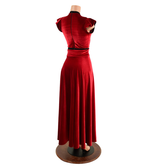 Red Velvet Romper & Break Away Skirt Set - Coquetry Clothing