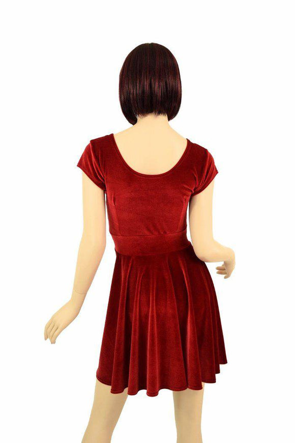 Red Velvet Skater Dress - Coquetry Clothing