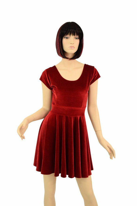 Red Velvet Skater Dress - Coquetry Clothing