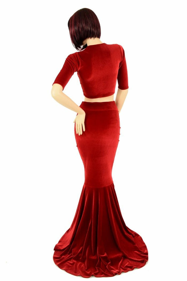 Red Velvet Skirt & Crop Set - 5