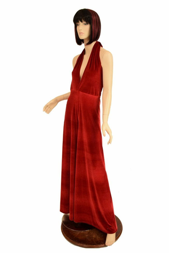 Red Velvet Wide Leg Jumpsuit - Coquetry Clothing