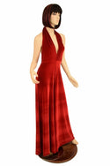 Red Velvet Wide Leg Jumpsuit - 3
