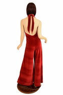 Red Velvet Wide Leg Jumpsuit - 4