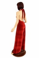 Red Velvet Wide Leg Jumpsuit - 5