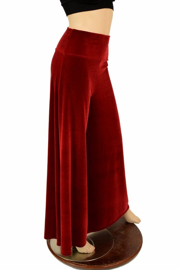 Red Velvet Wide Leg Pants - Coquetry Clothing