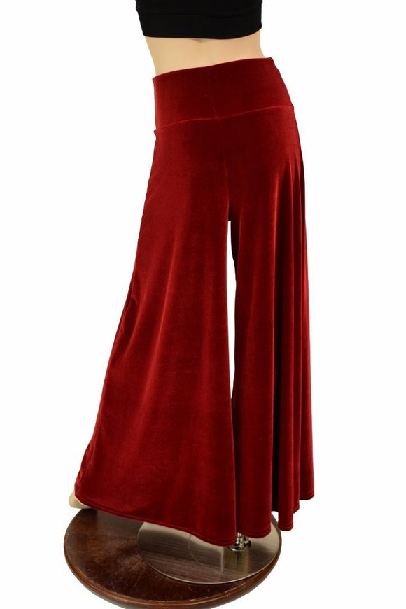 Red Velvet Wide Leg Pants - Coquetry Clothing