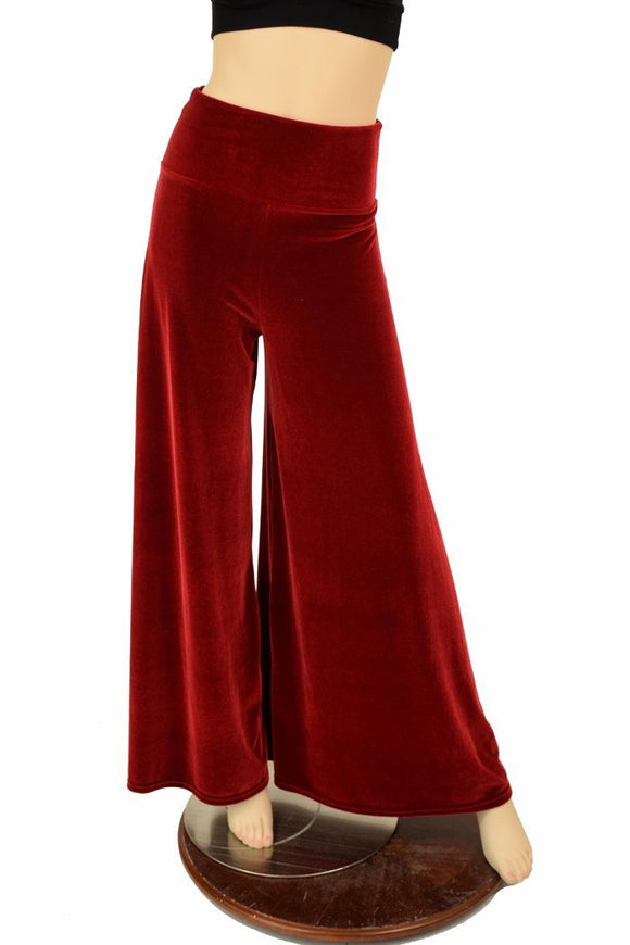 Red Velvet Wide Leg Pants - Coquetry Clothing
