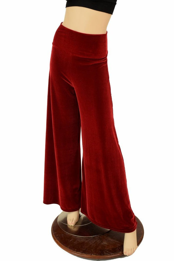 Red Velvet Wide Leg Pants - Coquetry Clothing