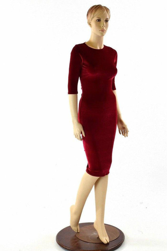 Red Velvet Wiggle Dress - Coquetry Clothing
