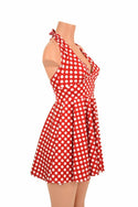 Red & White Polka Dot Halter Skater Dress - 1