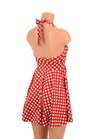 Red & White Polka Dot Halter Skater Dress - Coquetry Clothing