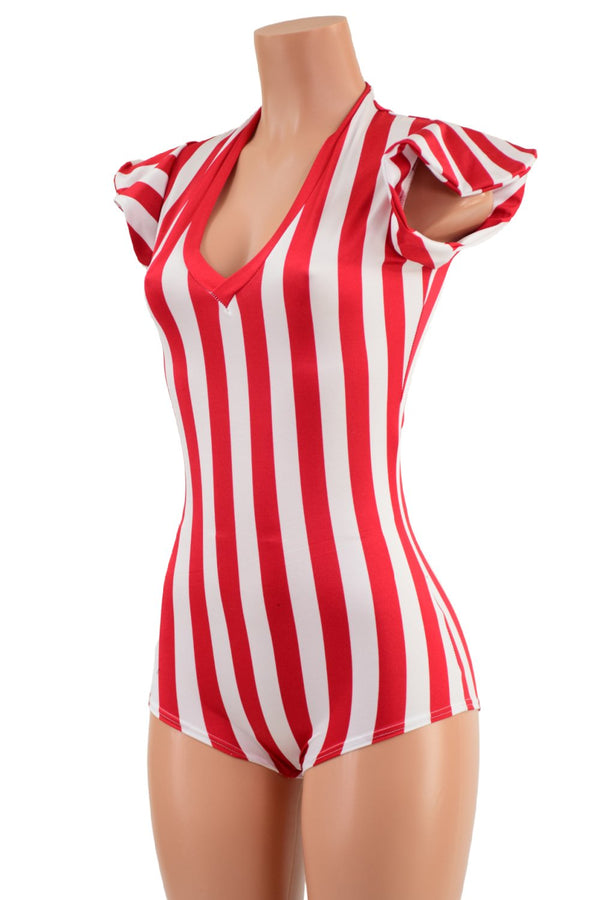 Red & White Stripe Romper - 3