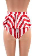 Red & White Stripe Ruffle Rump Siren Shorts - Coquetry Clothing