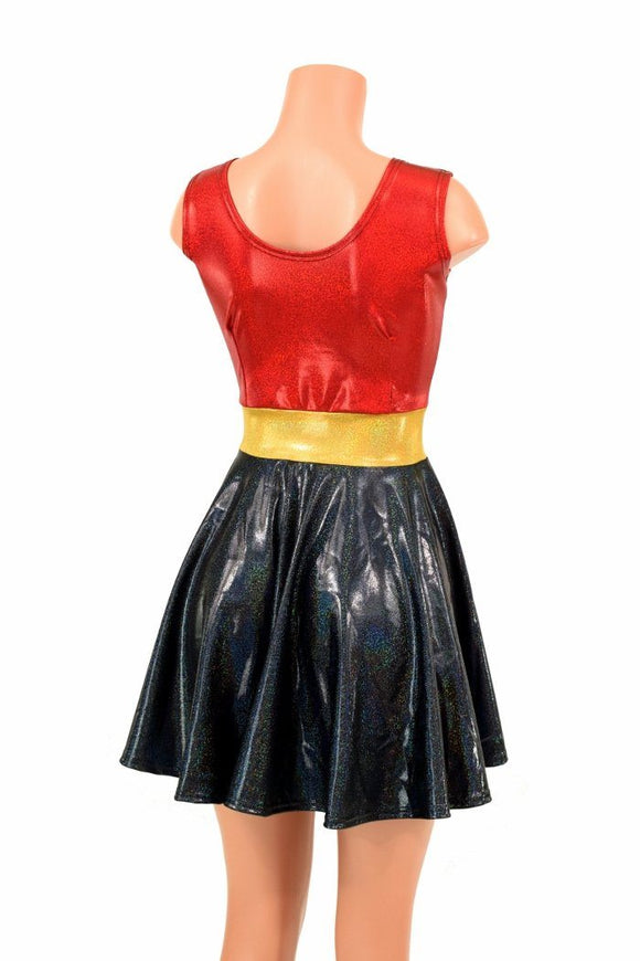 Red/Black Super Hero Skater Dress - Coquetry Clothing