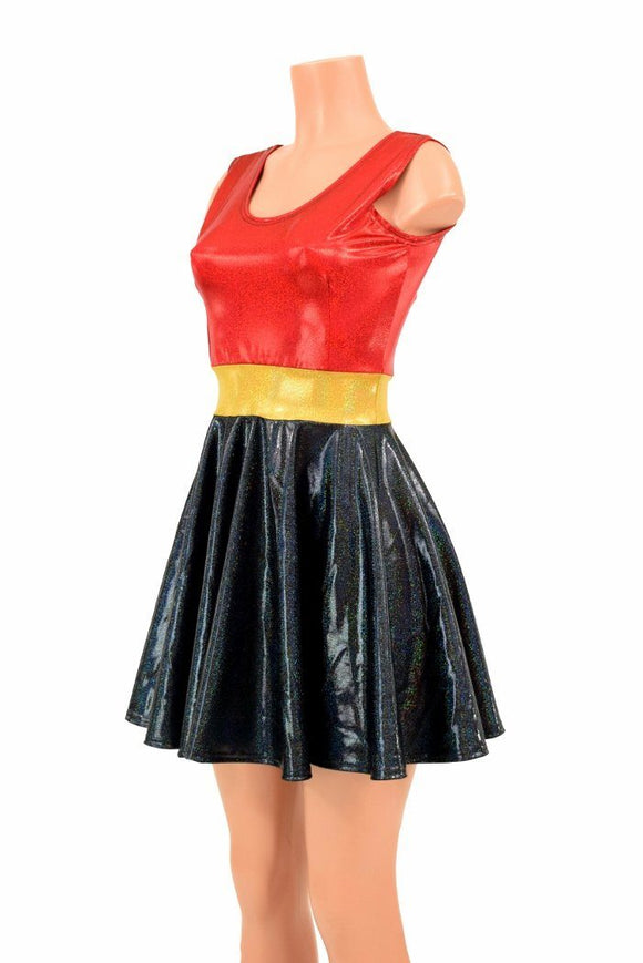 Red/Black Super Hero Skater Dress - Coquetry Clothing