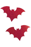Red Sparkly Jewel Bat Pasties - 1