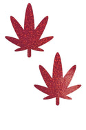 Red Sparkly Jewel Leaf Pasties - 1