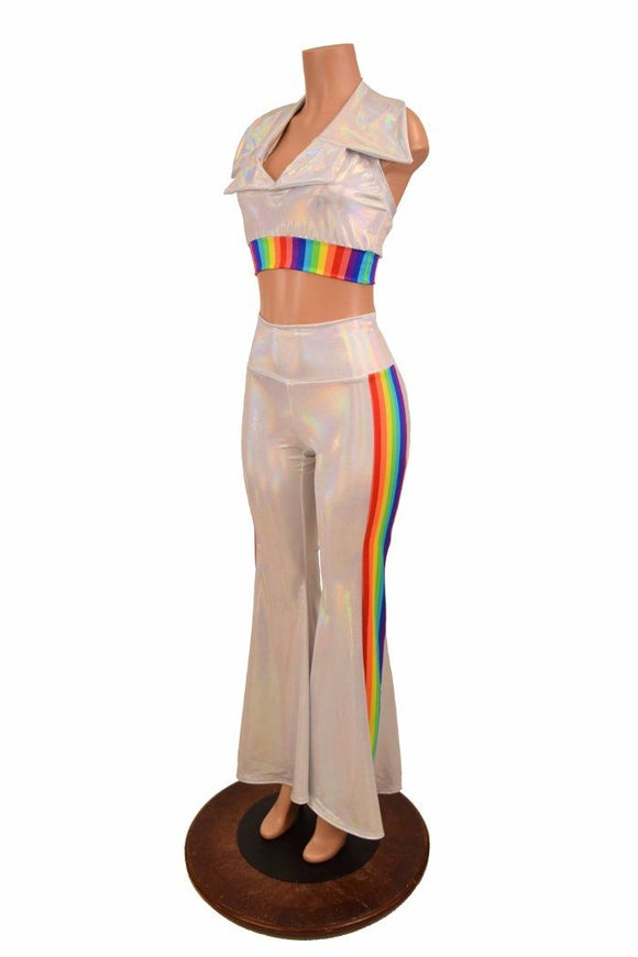 Retro 70's Solar Flares and Backless Halter Crop - Coquetry Clothing