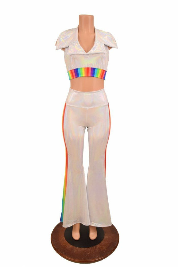 Retro 70's Solar Flares and Backless Halter Crop - Coquetry Clothing