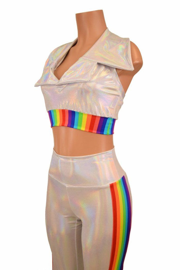 Retro 70's Solar Flares and Backless Halter Crop - Coquetry Clothing