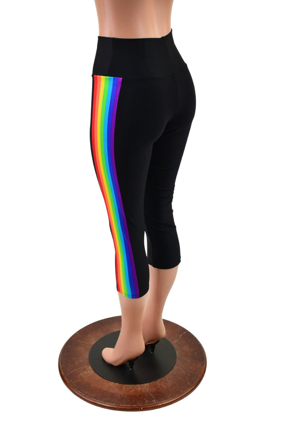 Retro Rainbow Capri Leggings in Black Zen - Coquetry Clothing