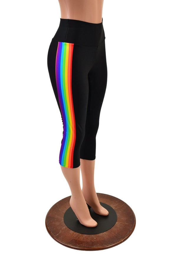 Retro Rainbow Capri Leggings in Black Zen - Coquetry Clothing