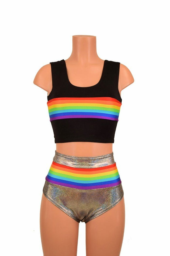 Retro Rainbow Crop Tank & Siren Set - Coquetry Clothing