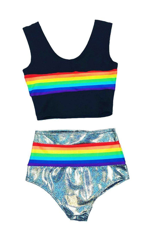 Retro Rainbow Crop Tank & Siren Set - Coquetry Clothing