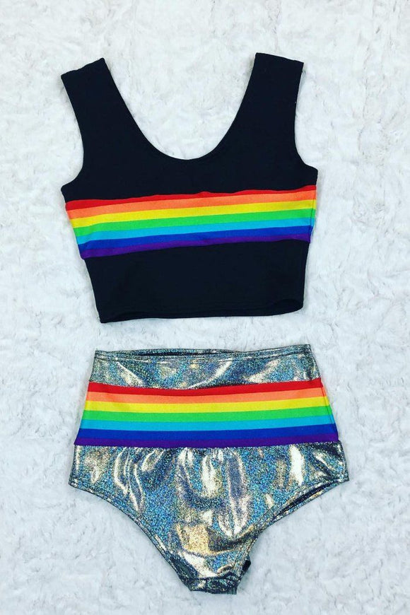 Retro Rainbow Crop Tank & Siren Set - Coquetry Clothing